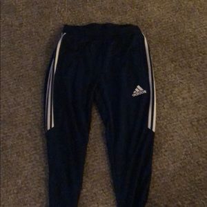 Blue 3 tier strip adidas pants